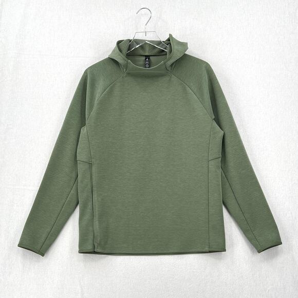 LULULEMON Gridliner Fleece Hoodie Mens Medium Heathered Green Twill Pullover - Picture 1 of 15